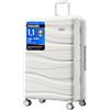 KONO Valigia Grande da 75cm Trolley Rigida Leggero Polipropilene Valigie con TSA Lucchetto e 4 Ruote (Bianco)