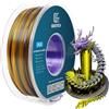 GEEETECH Filamento in PLA di seta tricolore, 1,75 mm, per stampante 3D, bobina da 1 kg/bobina, colore: viola seta, oro, nero