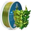 GEEETECH Silk - Filamento a doppio colore, 1,75 mm, 1 kg/spool per stampanti 3D, colore: Giallo seta e verde