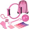 Clouparto Kit Pilates 13 Pezzi per Donna - Attrezzatura con Anello Yoga, Fascia Elastica, Fascia a 8, Palla Pilates - Kit Inizio Allenamento Casa per Tonificare Tutto Il Corpo