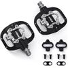 ANSJS Pedali per mountain bike, piattaforma piatta per bicicletta, compatibili con SPD Mountain Bike a doppia funzione, sigillati senza clip in alluminio da 1,4 cm, con tacchetti, per strada, MTB, mountain
