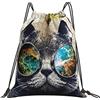 Generic Unisex Borsa Coulisse Cool Cat with Glasses Sacca Sportivo con Coulisse Zainetti per Adulto Nuoto Yoga 36X42Cm