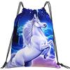 Generic Leggero Zaino Coulisse Uni-Corn Sacchetto Sportivo Fashion Gym Sack per All'Aperto Yoga Uomo 36X42Cm