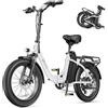 DYU C9 Bici Elettrica Pieghevole per Adulti 20, 250W, 7 Velocità, Bianca