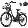 Fafrees F26 LASTING Bici Elettrica, 250W Bici Elettrica per Adulti, 36V 25Ah Batteria, Cestino anteriore, City E-Bike da 26 Pollici, Autonomia 160KM (Nero)