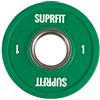 SF SUPRFIT Suprfit Mini PU Bumper Plates. Dischi in gomma per allenamento tecnico con il manubrio peso singolo 05 25 kg anelli in acciaio di 50 mm di diametro opzioni singoli coppie o set. 1 kg verde.