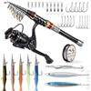 Alwonder Canna da pesca in mare e mulinello Combo 2,1 M Asta telescopica 4000 Mulinello da spinning Set Combo Set di esche da pesca in acqua salata esche da pesca in mare esche da pesca in mare