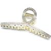 QinGoo Grande Mollettone per Capelli Donna in Metallo Clip Artiglio per Capelli Pinza per Capelli, Accessorio per Capelli 1 Pezzo 11.5cm x 4.3cm, Cristallo