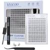 VEGCOO 140 Pezzi Extension Ciglia a Ciuffetti, 0.07D 8-15mm Cluster Lashes Naturali, Kit Fai-da-Te Professionale con Pinzette, Ciglia Finte Individuali Morbide