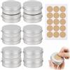 KOHVAN Set di 12 Barattoli in Alluminio con Coperchio a Vite, Contenitori per Cosmetici 10g 20g 30g, Scatoline in Metallo per Creme, Balsamo Labbra e Candele, Include Etichette Adesive, Argento