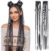 Silk-co Extension Treccine Boho Braids Clip in Dreads 2 Ciocche Trecce Capelli Sintetici Posticci Donna 50cm 50g Nero & Grigio