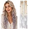 Silk-co Extension Treccine Boho Braids Clip in Dreads 2 Ciocche Trecce Capelli Sintetici Posticci Donna 50cm 50g Biondo Chiaro a Grigio