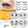 QUEWEL Ciglia finte magnetiche riutilizzabili con applicatore, effetto naturale, kit di ciglia finte magnetiche, senza colla, facili da applicare e rimuovere grazie alle istruzioni (Set-4Pair-E-1)