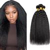 Tuheerst 24 26 28 Inch 1B Natural Black Human Hair Bundles Double Drown Extension Capelli Yaki Straight Hair Extensions Unprocessed Brazilian Virgin Remy Extension 50g/Bundle Total 150g