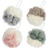 Alaoo 4 Pezzi Spugna Doccia, Spugna a Rete Esfoliante, Tessuto a Rete Palla Doccia, Facile da Schiumare, Unisex, Utilizzato per L'esfoliazione Del Corpo o Per il Massaggio(Set Blocco di Colore)