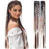 Silk-co Extension Treccine Boho Braids Clip in Dreads 2 Ciocche Trecce Capelli Sintetici Posticci Donna 50cm 50g Bruno Cioccolato Scuro & Bruno Rame