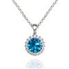 namana Collana Namana Halo con Pietre Colorate. Collana Argento con una Zirconia Cubica Blu, Verde o Azzurra o Collana Oro Rosa con una CZ Rossa. Collana con Ciondolo per Donna