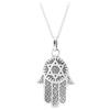 Silverly Collana in Filigrana d'Argento 925 con Mano di Hamsa e Stella di David | Ciondolo in Argento Sterling a Forma di Mano di Fatima con Catena a Maglie da 18 Pollici