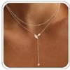 WATEFOER Collana Lariat da donna, delicata collana placcata in oro 14 carati, a forma di Y, con ciondolo a forma di stella, lunga catena a goccia, gioiello regalo per vacanze estive, Natale