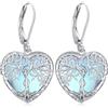 Odinstone Orecchini Albero della Vita, Cuore, Donna, Ganci Argento 925 | Orecchini cuore albero della vita, pietra di luna, ganci argento 925 e confezione regalo