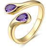 Bestyle Anello Donna Oro Regolabile a Goccia con Pietre Portafortuna