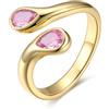 Bestyle Anello Donna Oro Regolabile a Goccia con Pietre Portafortuna