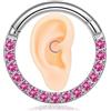 Showself Piercing per setto nasale in acciaio chirurgico 14G/16G/18G, con zirconia cubica, per donne e uomini, diametro 6 mm, 7 mm, 8 mm, 9 mm, 10 mm, colore gemma blu, viola, rosa, trasparente, nero, verde