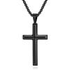 Stfery Collana con ciondolo a croce in acciaio inossidabile con bordo smussato da uomo, oro/argento/nero, 28 x 48 mm, 28x48mm, Metallo, Non pietra preziosa