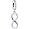 MARJS Ciondolo in argento Sterling 925 con scritta Cancer Pink, con ali d'angelo, per mamma, figlia, compatibile con braccialetti Pandora, 4mm, Metallo, Non pietra preziosa