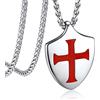 Bandmax Collana Uomo con Cavalieri Templari Croce, Argento Scudo Collana Uomo Acciaio Ciondolo con Croce di Gerusalemme, Gioielli Religiosi per Cristiani