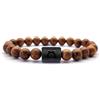 KARDINAL WEIST legno perline zodiaco bracciale onice, gioielli per donna e uomo, zodiac - simbolo - oroscopo (M, Toro - Taurus)