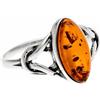 SilverAmber Jewellery - Anello in argento Sterling 925 e ambra baltica - Fiocchi celtici - 7503, piccolo, argento Sterling, ambra, Petite, Argento sterling, Ambra