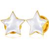 Vankula Dilatatori Lobo Double Flared tunnel dilatatore orecchie Stella con Madreperla in Acciaio inossidabile lobi piercing espansori Gioielli Uomo Donna 14mm(9/16) Oro