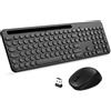 LeadsaiL Set di mouse per tastiera senza fili, ergonomico, radio PC di dimensioni standard, layout tedesco QWERTZ, clic silenzioso, 12 tasti FN per computer Windows, macOS, laptop