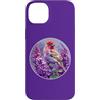 Lilac Flower Finch New Hampshire Bird An Custodia per iPhone 14 Plus Uccello fringuello viola su fiore viola lilla
