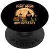 Costume da strega di Halloween per mamma Dondolo il cane mamma e strega vita confine Collie Halloween PopSockets PopGrip Adesivo