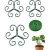 RAVNIX Set 4 Supporti per Piante (3 Bastoncini in Metallo + 2M Nastro in Velcro) - Sostegno Monstera, Rampicanti e Piante da Interno, Regolabile e Flessibile - Protegge i Germogli Durante la Crescita