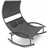 MEGAOFFERTE.IT Lettino 2 Posti Dondolo Prendisole Con Parasole Integrato Ergonomico In Textilene Traspirante Struttura In Acciaio E Cuscini Ideale Per Giardino Piscina 140x200x185 Cm Grigio