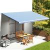 Fengshui Tenda da sole blu bianco 6 x 3,5 m, tessuto di ricambio in poliestere resistente ai raggi UV, per terrazza, giardino o cortile, include 1 tessuto principale e 1 mantovana, senza telaio