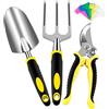 AGAKY Set Attrezzi da Giardino 3 Pezzi Durevole Alluminio Kit Giardinaggio Comprende Forbici,Pala,Forchetta ,per Giardinaggio Piantare