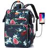 RJEU Zaino da donna, per la scuola, per ragazze, adolescenti, con porta di ricarica USB, zaino per laptop, scuola, tempo libero, università, lavoro, viaggi (fiore)