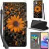 PHINIENLAND Cover per Xiaomi Redmi Note 10 5G custodia portafoglio Crisantemo | 3 scomparti carte, 1 tasca banconote, Chiusura magnetica, Supporto, Pelle PU flip cover per Xiaomi Poco M3 Pro