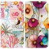 BLOTECH Custodia per Samsung Galaxy M55 Flip Caso 2 pezzi PU Leather Wallet Case Colourful Flowers Book Pattern Flip Case with Magnetic TPU Shockproof Protective Cover Corallo rosa + Fiori colorati