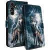 HopMore Cover per Samsung Galaxy A55 5G Custodia a Libro in Pelle PU con Porta Carte Magnetica Portafoglio, Flip Case Antiurto con Creativo Aesthetic Modello Disegni Cover per Samsung A55 5G, Lupo A