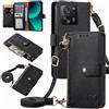 MOJIA Custodia per Xiaomi Mi 13T / 13T PRO, Alta qualità Pelle Flip Portafoglio Cover per Telefono, Multifunzione Porta Carte con Tracolla Custodia. Nero