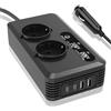 DawnMeet DawmMeet 200W Inverter 12 V 220V 230V 240V, Inverter di Potenza per Auto con 2 prese, 2 porte USB e 2 Type-C, Adattatore per Accendino Auto, Compatibile con Smartphone, Laptop e Generatore di Ozono