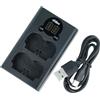 vhbw caricatore Micro-USB + USB-C duale compatibile con Fuji Fujifilm NP-W235 per camera + cavo Micro-USB + LED