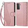 KENHONER Custodia per Samsung Galaxy S21 Plus Cover, Oro rosa | Portafoglio in Pelle PU Retro, Antiurto Flip, Slot per Schede, Funzione Stand, Chiusura Magnetica