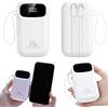 NFMAXONE Batteria esterna di ricarica rapida, 20000 mAh Power Bank ricarica rapida, con cavi USB e USB C, batteria portatile per iPhone, con cavi integrati, compatibile con Samsung iPad Macbook Bianco