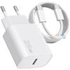 FinalCool 25W Caricatore Rapido USB C con Cavo USB C 2M in Nylon, per iPhone 17 16 15 Pro Max/Pro, iPad Pro 12.9/11/Air/Mini/10, USB C Caricabatterie Spina Alimentatore Presa Carica Adattatore Muro